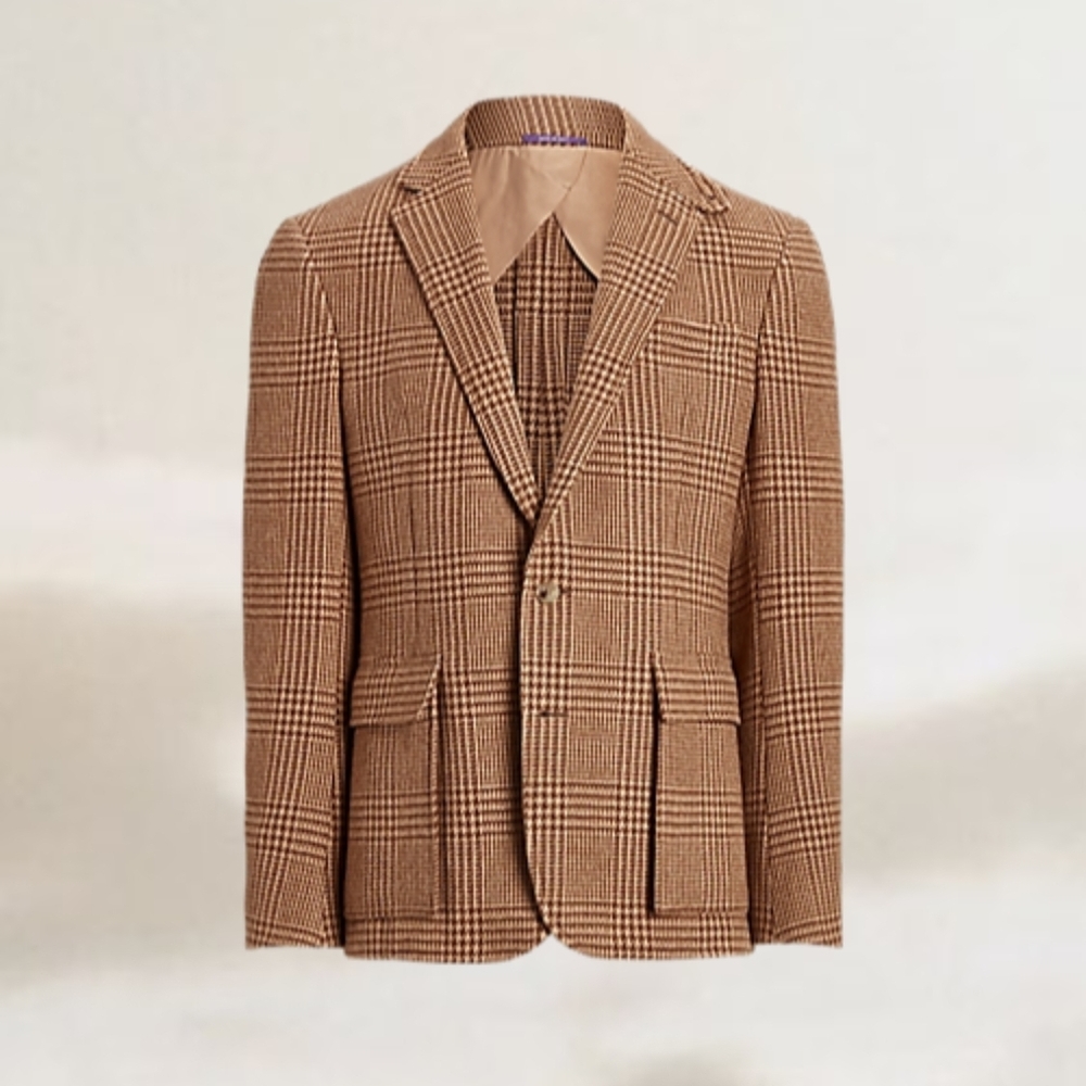 Ralph Lauren Purple Label Tan Checkered Blazer